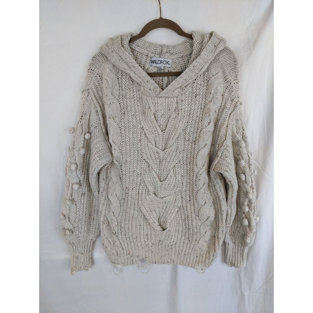 Wildfox Pattie Cable Knit Hooded Sweater XS - Picture 3 of 14